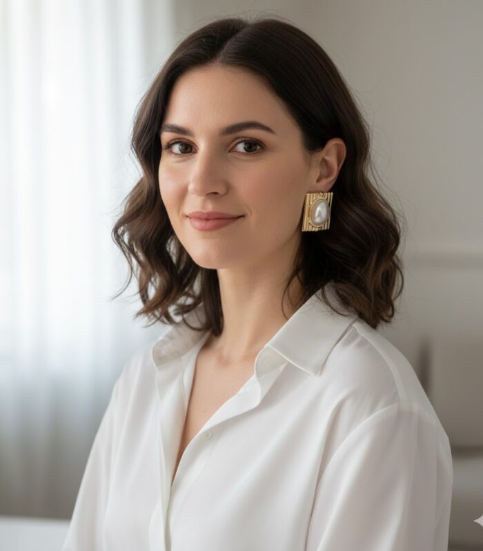 ALTIN KAPLAMA TASARIM KÜPE BEYAZ İNCİ VINTAGE