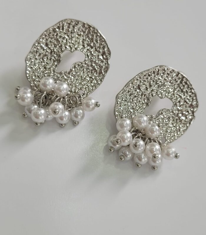 ALTIN KAPLAMA İNCİ DETAY KÜPE GÜMÜŞ