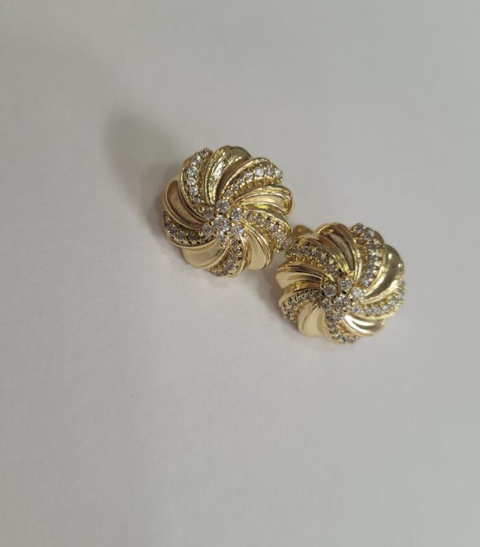 ALTIN KAPLAMA ZİRKON TAŞLI PREMIUM SERİ KÜPE