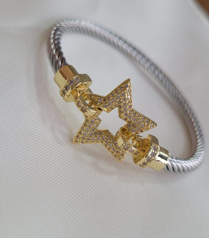 PLATİN KAPLAMA YILDIZ TAŞ DETAYLI KELEPÇE