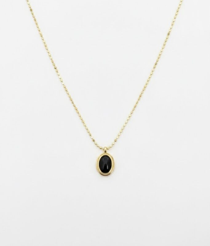 EZME MODEL SİYAH DETAY ÇELİK KOLYE